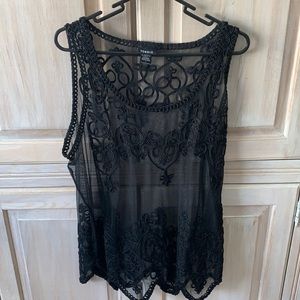 Torrid Size 1 Black Lacey Embroidered Top